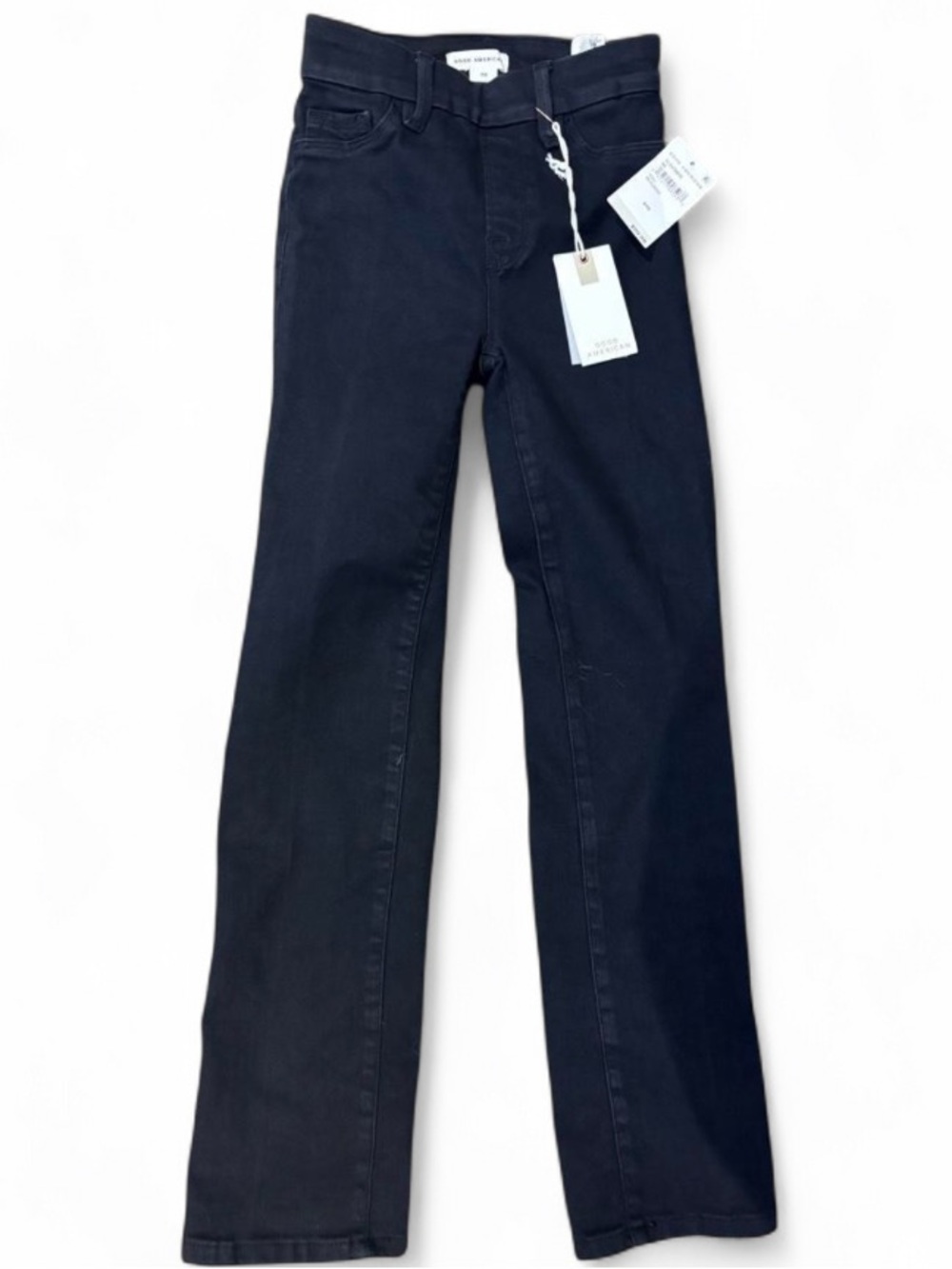 NWT Good American Good Legs Straight Jeans Black XS High Rise Stretch Denim - Picture 4 of 7